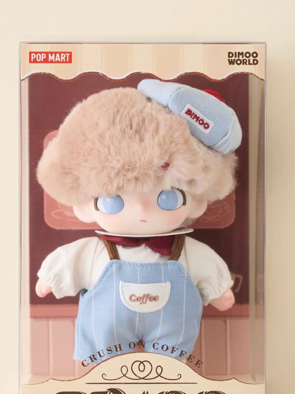 POP MART Dimoo World Plush Doll in Light Blue Overalls